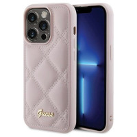 Guess Quilted Metal Logo case for iPhone 15 Pro Max - pink