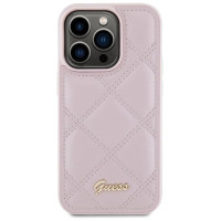 Guess Quilted Metal Logo case for iPhone 15 Pro Max - pink