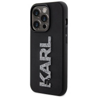 Karl Lagerfeld 3D Rubber Glitter Logo iPhone 15 Pro Case - Black