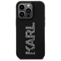 Karl Lagerfeld 3D Rubber Glitter Logo iPhone 15 Pro Case - Black