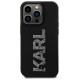 Karl Lagerfeld 3D Rubber Glitter Logo iPhone 15 Pro Case - Black