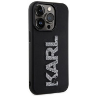 Karl Lagerfeld 3D Rubber Glitter Logo iPhone 15 Pro Case - Black