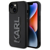 Karl Lagerfeld 3D Rubber Glitter Logo case for iPhone 15 - black