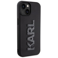 Karl Lagerfeld 3D Rubber Glitter Logo case for iPhone 15 - black
