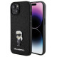 Karl Lagerfeld Fixed Glitter Ikonik Logo Metal Pin case for iPhone 15 - black