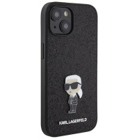 Karl Lagerfeld Fixed Glitter Ikonik Logo Metal Pin case for iPhone 15 - black