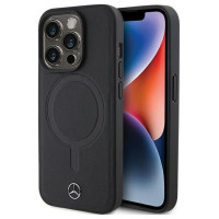 Mercedes Smooth Leather MagSafe case for iPhone 15 Pro - black
