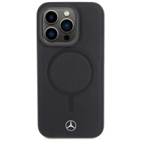 Mercedes Smooth Leather MagSafe case for iPhone 15 Pro - black