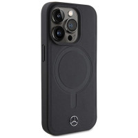 Mercedes Smooth Leather MagSafe case for iPhone 15 Pro - black