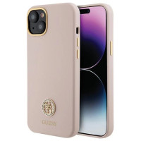 Guess Silicone Logo Strass 4G case for iPhone 15 - light pink