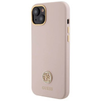 Guess Silicone Logo Strass 4G case for iPhone 15 - light pink