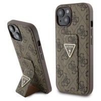 Guess Grip Stand 4G Triangle Strass case for iPhone 15 - brown
