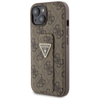 Guess Grip Stand 4G Triangle Strass case for iPhone 15 - brown