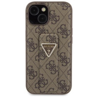 Guess Grip Stand 4G Triangle Strass case for iPhone 15 - brown
