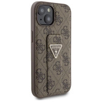 Guess Grip Stand 4G Triangle Strass case for iPhone 15 - brown