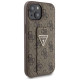 Guess Grip Stand 4G Triangle Strass case for iPhone 15 - brown