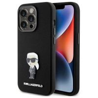 Karl Lagerfeld Silicone Ikonik Metal Pin case for iPhone 15 Pro - black