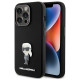 Karl Lagerfeld Silicone Ikonik Metal Pin case for iPhone 15 Pro - black