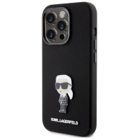 Karl Lagerfeld Silicone Ikonik Metal Pin case for iPhone 15 Pro - black