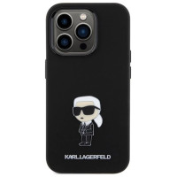 Karl Lagerfeld Silicone Ikonik Metal Pin case for iPhone 15 Pro - black