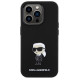 Karl Lagerfeld Silicone Ikonik Metal Pin case for iPhone 15 Pro - black