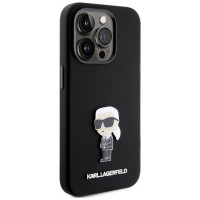 Karl Lagerfeld Silicone Ikonik Metal Pin case for iPhone 15 Pro - black