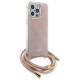 Guess Crossbody Cord 4G Print case for iPhone 15 Pro Max - pink