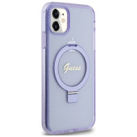 Guess Ring Stand Script Glitter MagSafe case for iPhone 11 / Xr - purple