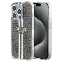 Guess IML 4G Gold Stripe case for iPhone 15 Pro Max - brown