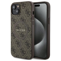 Guess 4G Collection Leather Metal Logo MagSafe Case for iPhone 14/15/13 - Brown