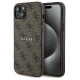 Guess 4G Collection Leather Metal Logo MagSafe Case for iPhone 14/15/13 - Brown