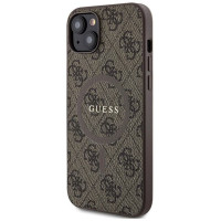 Guess 4G Collection Leather Metal Logo MagSafe Case for iPhone 14/15/13 - Brown