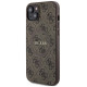 Guess 4G Collection Leather Metal Logo MagSafe Case for iPhone 14/15/13 - Brown