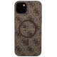 Guess 4G Collection Leather Metal Logo MagSafe Case for iPhone 14/15/13 - Brown