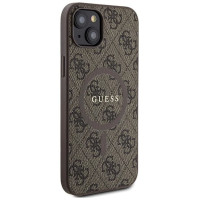 Guess 4G Collection Leather Metal Logo MagSafe Case for iPhone 14/15/13 - Brown