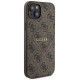 Guess 4G Collection Leather Metal Logo MagSafe Case for iPhone 14/15/13 - Brown