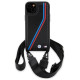 BMW M Edition Carbon Tricolor Lines & Strap case for iPhone 15 Plus / 14 Plus - black