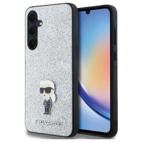 Karl Lagerfeld Fixed Glitter Ikonik Logo Metal Pin case for Samsung Galaxy A35 - silver