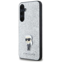 Karl Lagerfeld Fixed Glitter Ikonik Logo Metal Pin case for Samsung Galaxy A35 - silver