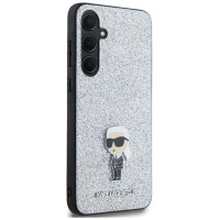 Karl Lagerfeld Fixed Glitter Ikonik Logo Metal Pin case for Samsung Galaxy A35 - silver