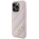 Karl Lagerfeld Diagonal Quilted Script case for iPhone 15 Pro - pink