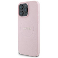 Guess MagSafe Grained Gold Ring iPhone 15 Pro Max Case - Pink