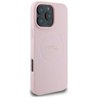 Guess MagSafe Grained Gold Ring iPhone 15 Pro Max Case - Pink