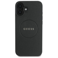 Guess Grained Gold Ring MagSafe case for iPhone 16 Plus - black