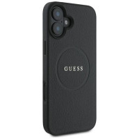 Guess Grained Gold Ring MagSafe case for iPhone 16 Plus - black