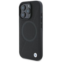 BMW Signature Leather Half Textured & Circle MagSafe case for iPhone 16 Pro - black