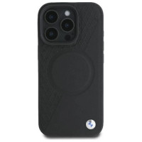 BMW Signature Leather Half Textured & Circle MagSafe case for iPhone 16 Pro - black