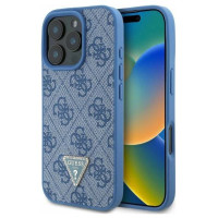 Guess Leather 4G Triangle Strass MagSafe Case for iPhone 16 Pro - Blue