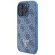 Guess Leather 4G Triangle Strass MagSafe Case for iPhone 16 Pro - Blue