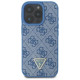Guess Leather 4G Triangle Strass MagSafe Case for iPhone 16 Pro - Blue